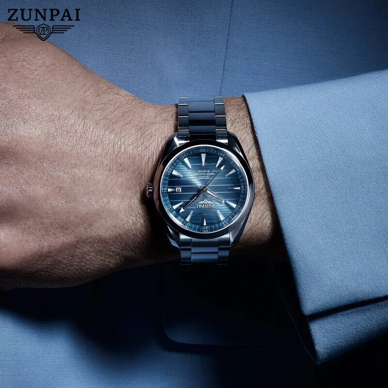 100%Original ZUNPAI Watch For Men Waterproof Stainless Steel Fashion Luxury Men Watches Waterproof Luminous Quartz WristWatch