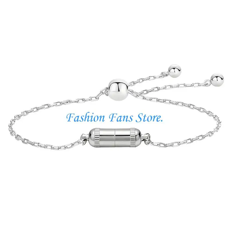  Stainless Steel Geometric Bracelet With Removable Pills Compartment For Keepsakes 16 5cm Length