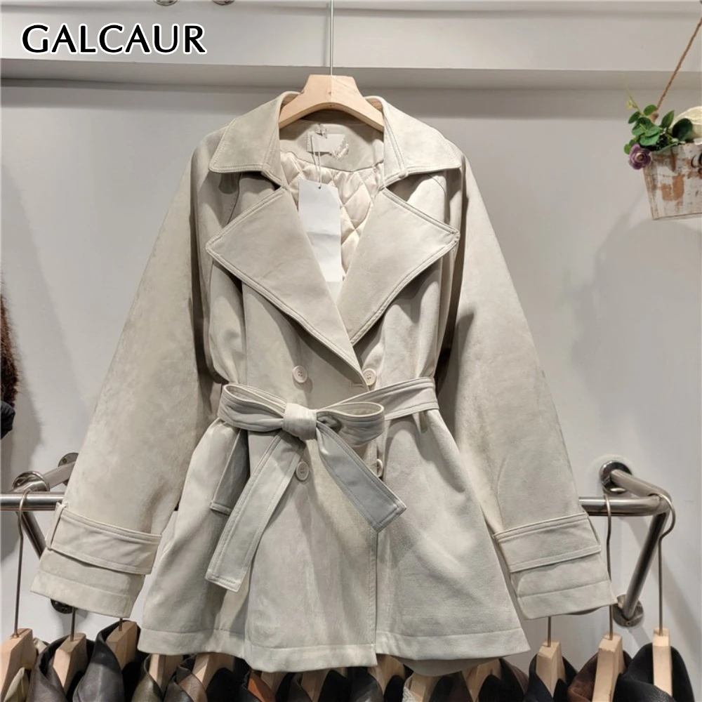 

GALCAUR однотонная двубортная куртка женская с лацканами и длинными рукавами в стиле пэчворк на шнуровке женские куртки модный осенний стиль новинка
