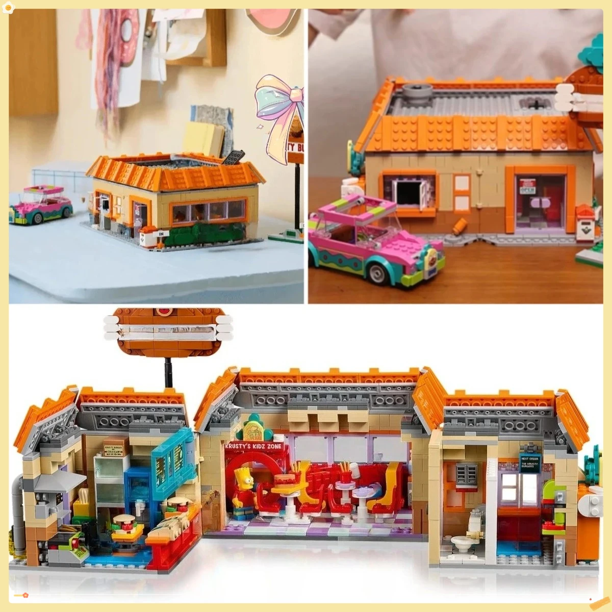 2025 novo moc hambúrguer restaurante modelo cidade vista de rua ideias criativas blocos de construção conjunto brinquedo para presentes das crianças blocos 1635 pçs