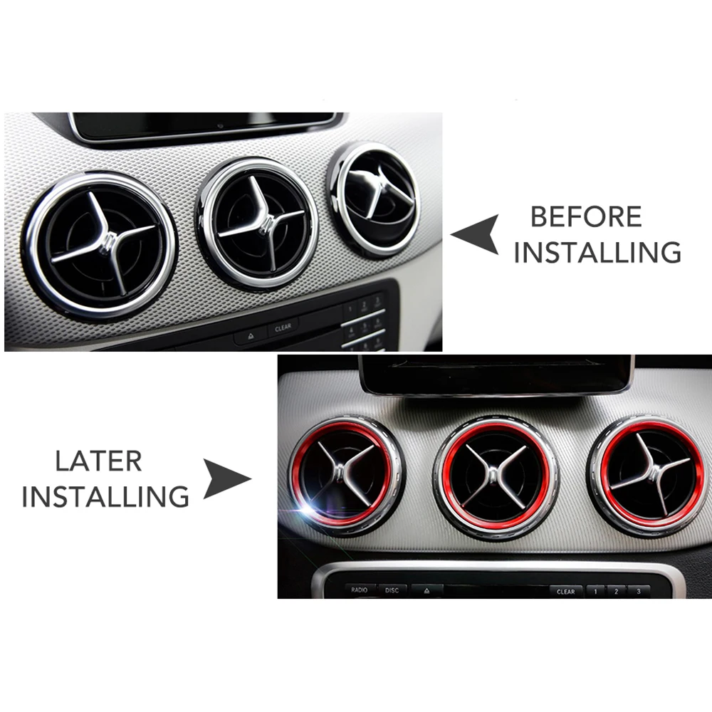 5Pcs/Set Air Conditioner Vent Outlet Ring Trim Decor for Mercedes Benz A B GLA CLA Class W176 W246 C117 X156 AMG 2012-2018