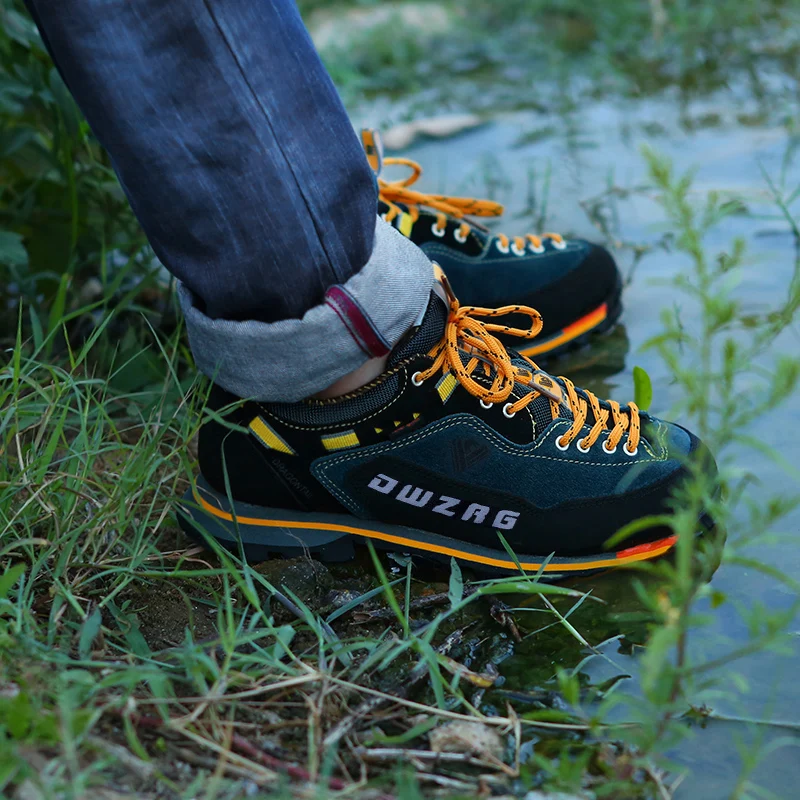 Mens Breathable Hiking Shoes Non-Slip Low-top Outdoor Trekking Shoes Wear-resistant Sole  Shoes for Climbing Camping  Walking