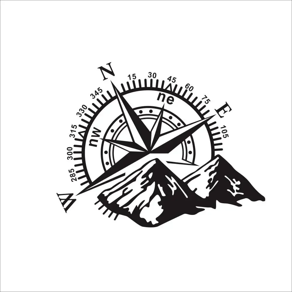 48 cm 4x4 boussole feuille naviguer montagne tout-terrain autocollants de fenêtre arrière imperméables sur moto mignon, élégant, accessoires autocollants
