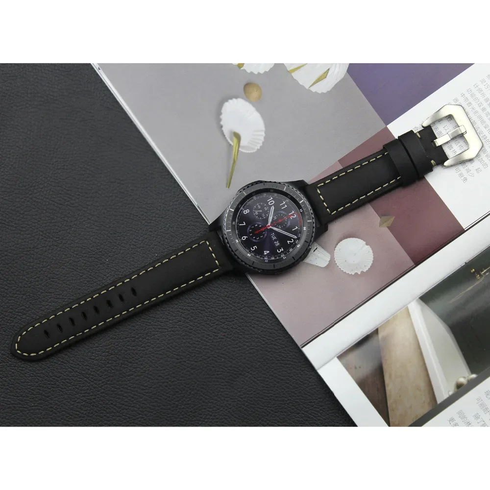Cinturino in pelle da 22 mm per Samsung Galaxy watch 3 45mm/46mm Gear s3 Frontier braccialetto smartwatch Huawei watch GT-2-2e-pro GT2E cinturino