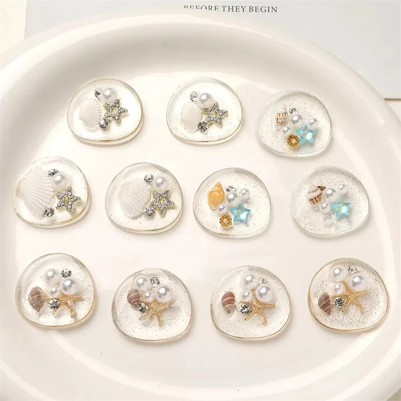 

Summer style 30pcs/lot beads shell core geometry Irregular shape resin beads diy jewelry garment/hair accessory