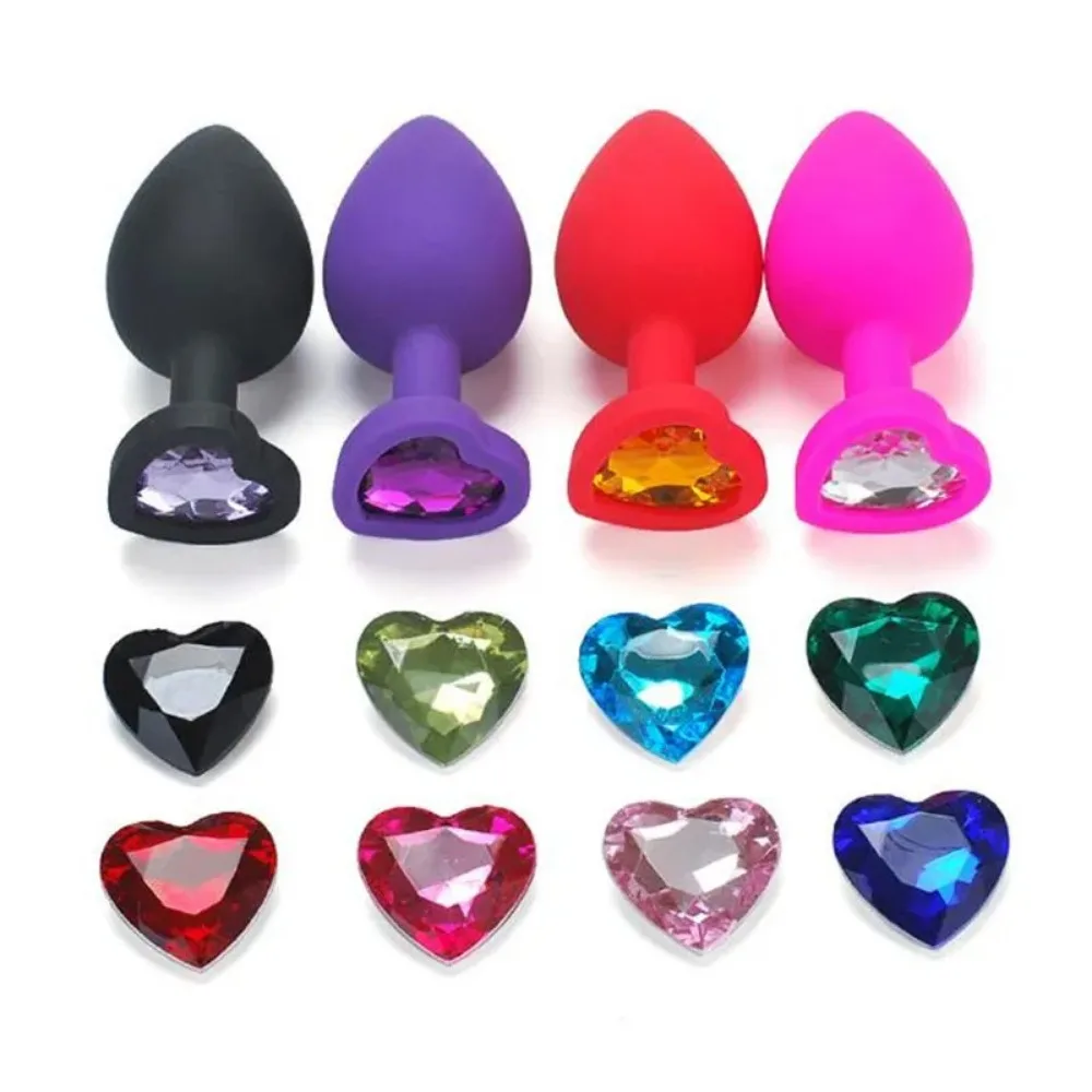 Small 73mm Heart-shaped Black Silicone Anal Plug Adult Toys for Men/Women Anal Trainer for Couples Sex Toys Silicone Butt Plug