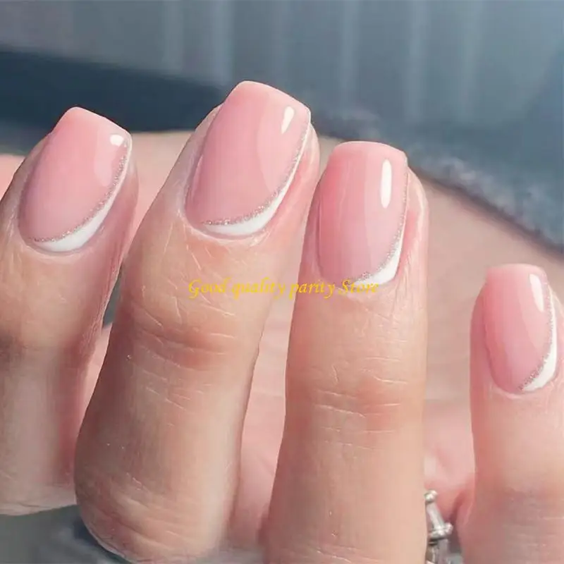 

M4YA 24Pcs French Fake Glossy Designs False Artificial Glues on