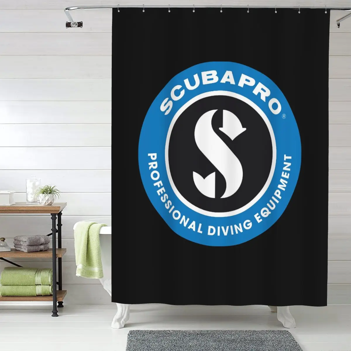 

Scubapros Diving Logo Shower Curtain Bathroom Polyester Waterproof Bath Curtains with Hooks