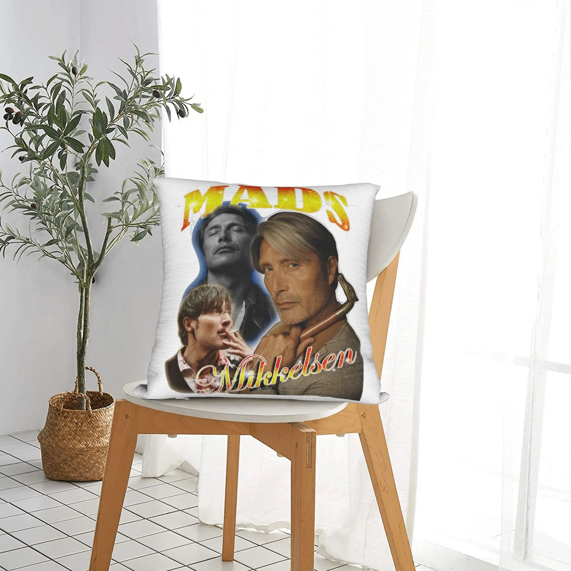 Mads Mikkelsen Actor Pillowcase Double-sided Printing Cushion Cover Gift  Pillow Case Cover Home Square