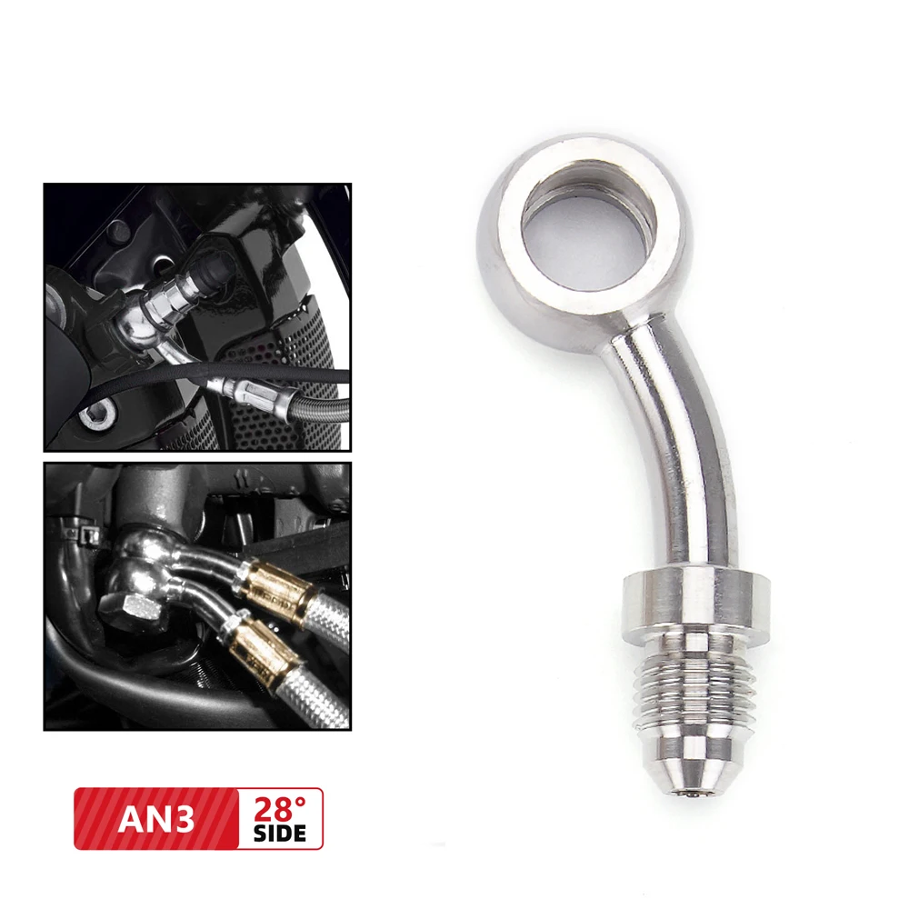 Bartoo-Rvs AN3 Hydraulische Rem Motorfiets Olie Slang Lijn Banjo Fitting 10MM Rechte/28/45/90 °   Remslang eindigt HR072