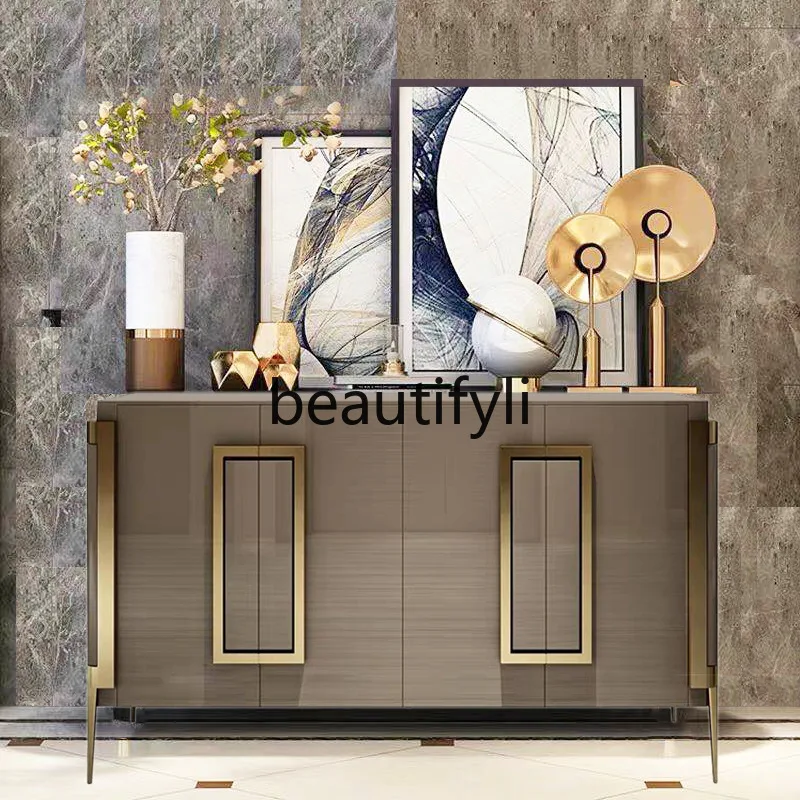 

Postmodern Light Luxury Entrance Cabinet Solid Wood Sideboard Nordic New Classical Decorative Entryway Storage Cabinet