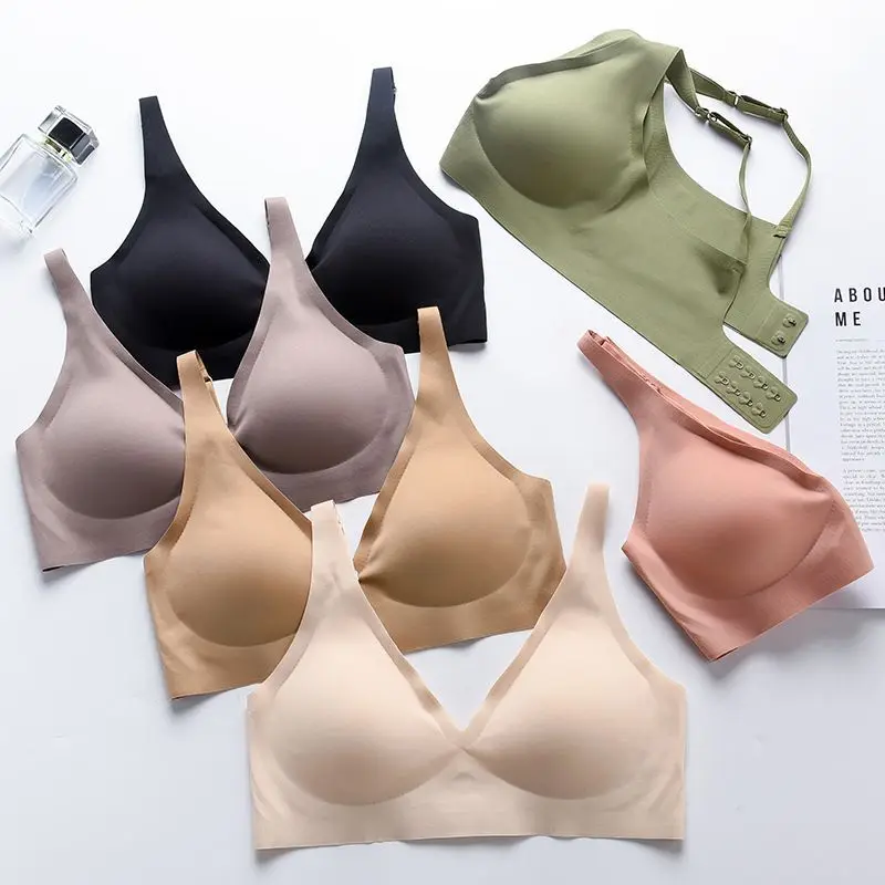 Ropa interior sin costuras para mujer, chaleco francés Sexy sin aros con tirantes finos, sujetador de ajuste de sujeción de pecho push-up