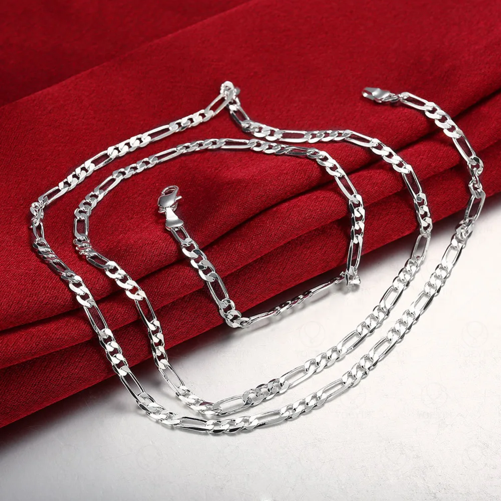 40-75cm 925 Silver 4mm Figaro Chain Necklace For Women Men Long Necklace Hip Hop Jewelry Gift