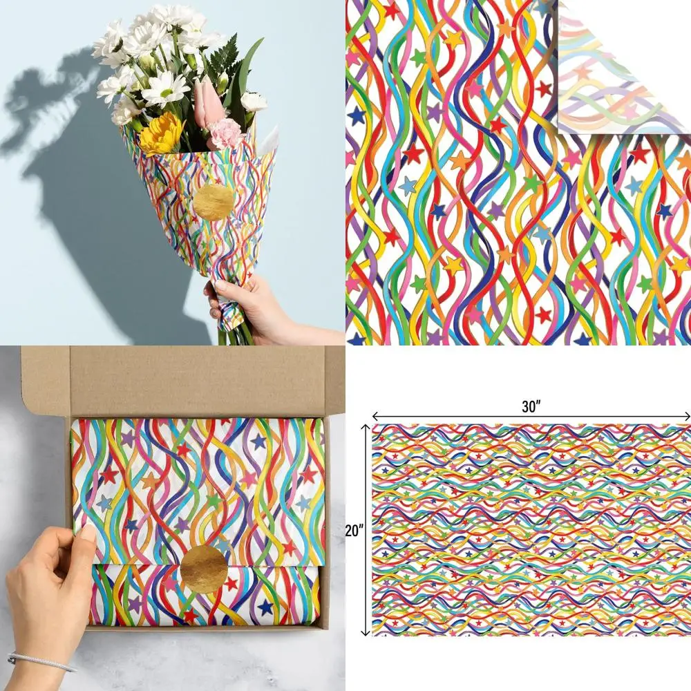 

Подарочная папиросная бумага с принтом 20 x 30, 48 листов праздничных растяжек