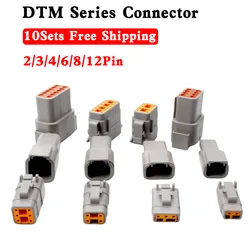 10set Deutsch Type DTM Connector DTM06-2S/DTM04-2P 2P 3P 4P 6P 8P 12P Waterproof Electrical Connector For car With Pins 22-16AWG