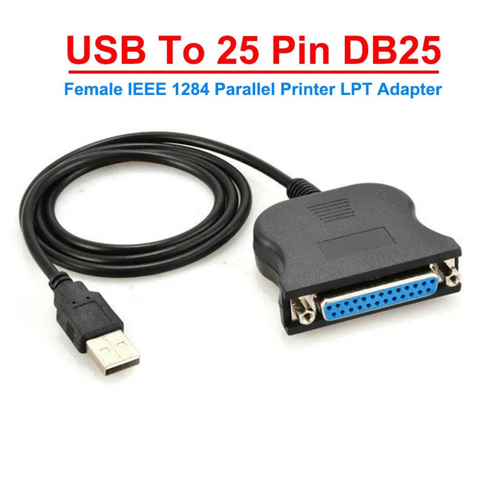 5/10PCS USB To 25 Pin DB25 Female IEEE 1284 Parallel Printer LPT Adapter Print Converter Cable Parallel Interface Communication