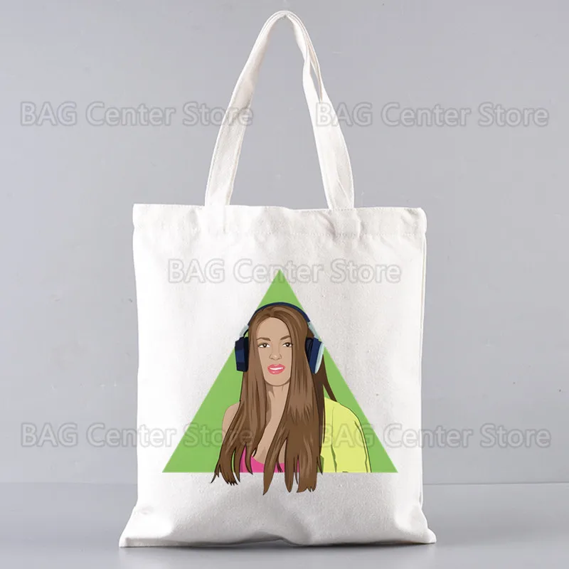 Shakira Canvas Handbag para senhoras, bolsa de ombro casual, sacolas de compras reutilizáveis, venda quente