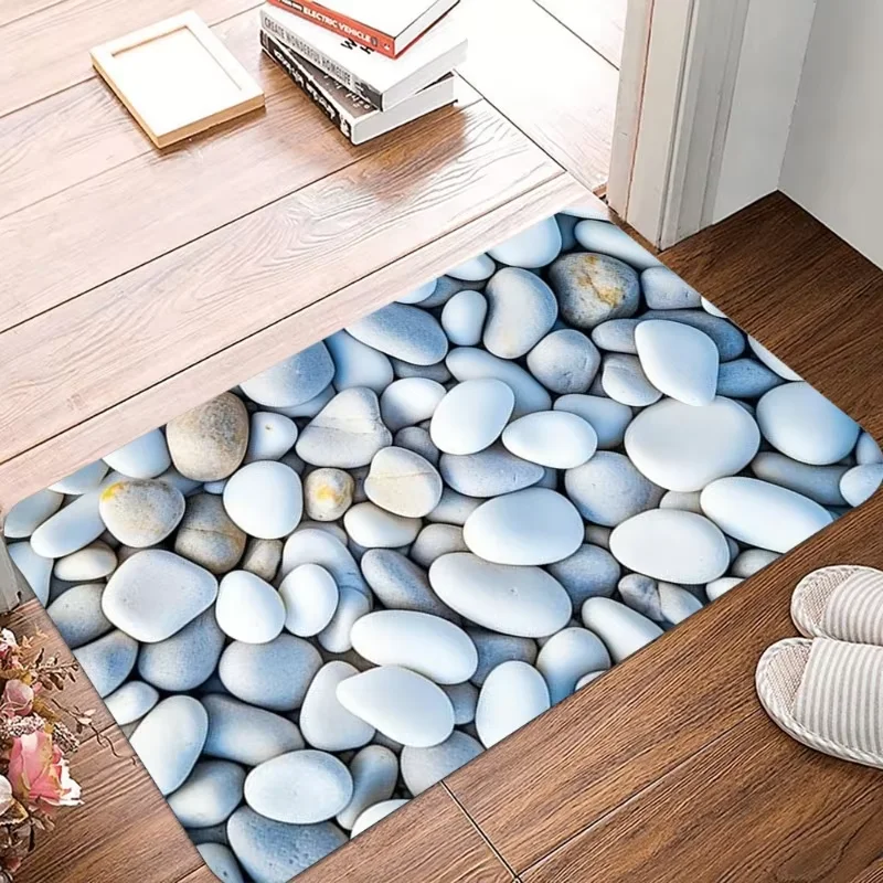 Natural Pebble Doormat Comfortably Soft and Warm Noise-Reducing Entrance Hallway Mat Bathroom Rug Home Decor