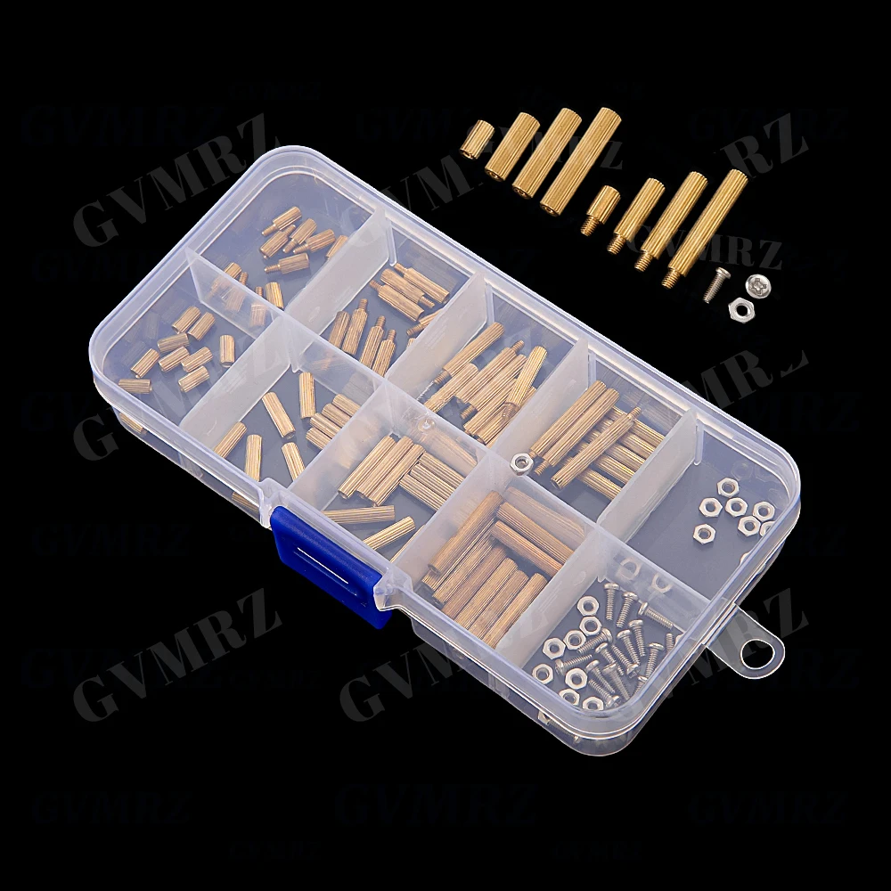 120Pcs M2 Brass Knurled Standoff Male Female Round Column Pillar Spacer mixed kit PCB Board Female/Male