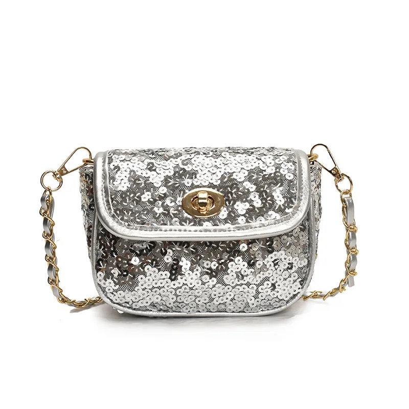 

Handmade Sequin Crossbody Bag for Children Fashionable Mini Mouth Red Envelope Ladies Party Chain Bag