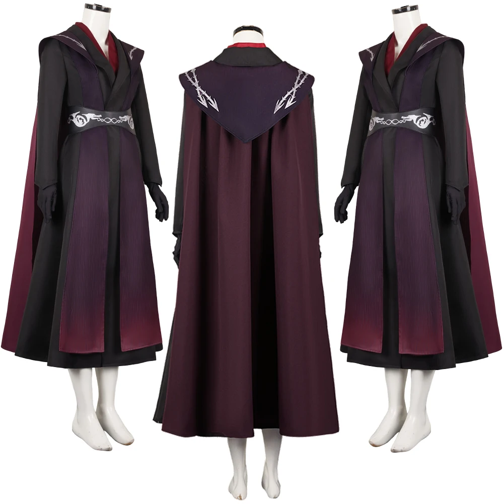 Fancy Medieval Princess Rhaenyra Cosplay Dark Red Robe Cloak For Women TV Dragon 2 Cosplay House Costume Disguise Woman Roleplay