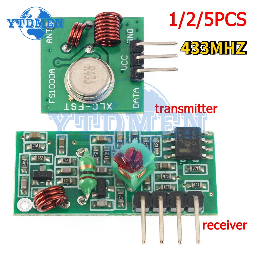 1-5pcs 433Mhz RF Transmitter and Receiver Module DC 5V 433MHZ Wireless for Arduino Raspberry Pi /ARM/MCU WL Diy Kit