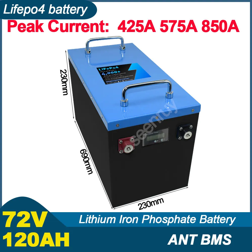 

72V 120Ah Lifepo4 With Charger 170A 230A 340A Lithium Phosphate Battery Perfect For Dirt E-Bike Golf Cart Scooter Motorcycle