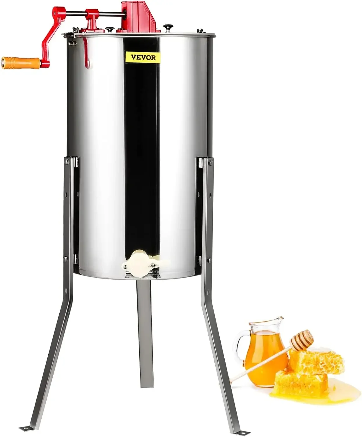 Honey Extractor,3 Frame Stainless Steel Manual Beekeeping Extraction, Honeycomb Drum Spinner with Transparent Lid, Apiary