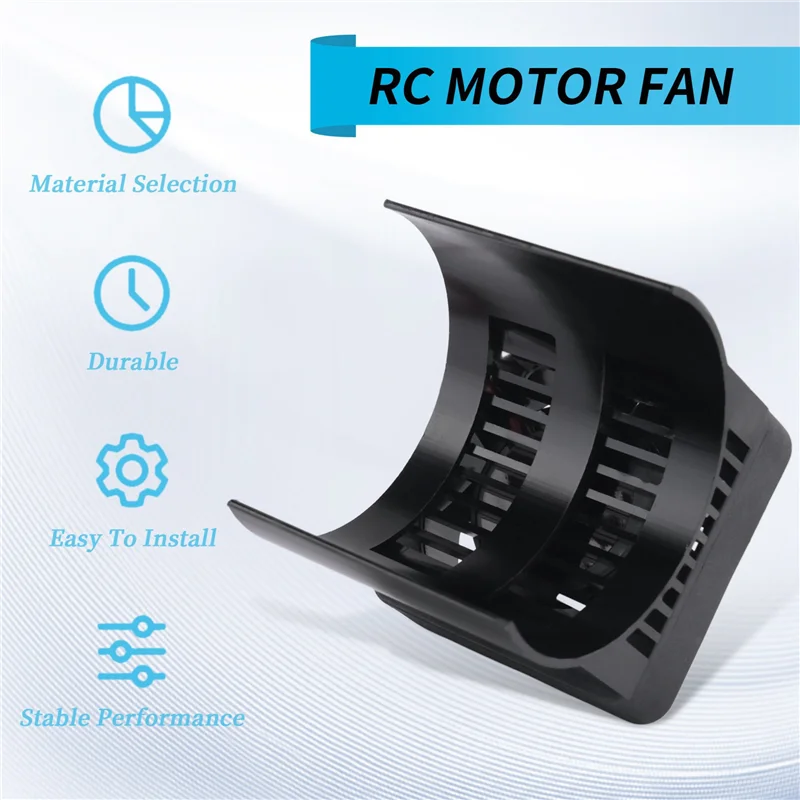 قطعتان من مروحة تبريد المحرك 42 مم لسيارة Traxxas 1/10 E-Maxx E-Revo Summit Arrma 1/8 Kraton Talion Typhon RC، أسود
