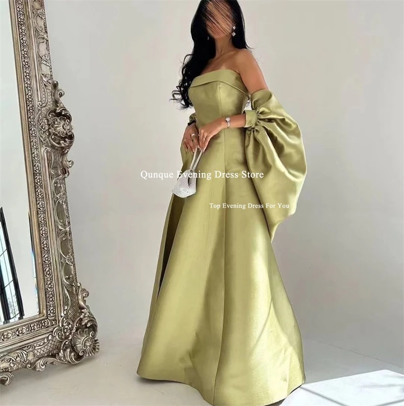 Qunque Saudi Arabia Prom Dresses A-line Evening Dresses Puff Cape Sleeves Formal Party Gowns Vestidos De Graduación Customized