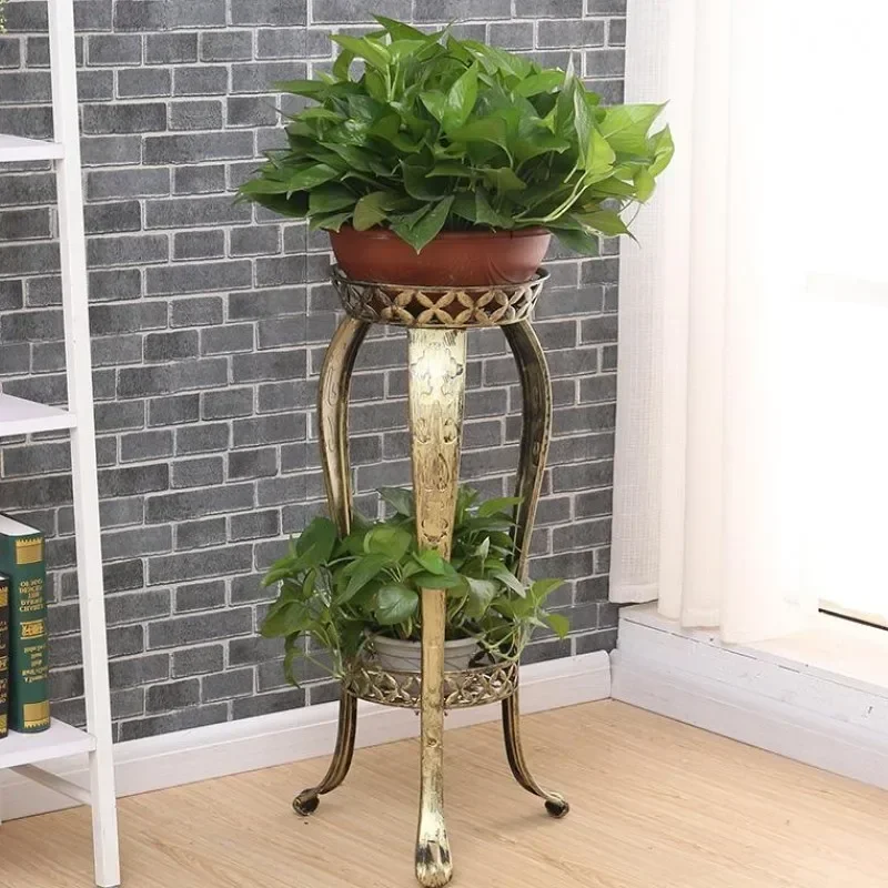 European Flower Rack Iron Art Multi-layer Floor Type Flower Pot Rack Indoor Living Room Green Radish Flower Rack Provincial Spac