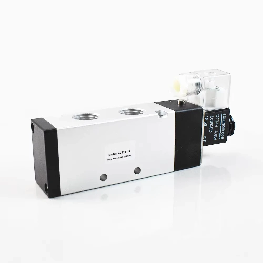 2 Position 5 Way AC220V DC24V AC110V DC12V 1/2 Inch Low Pressure Single Coil Pneumatic Solenoid Air Valves 4V410-15