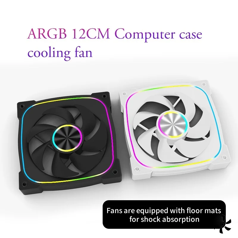 120mm Positive Blade ARGB PC Fan, Shockproof Computer Case Cooling Fan with ARGB Light Loop, PWM Quiet Fan for PC Build