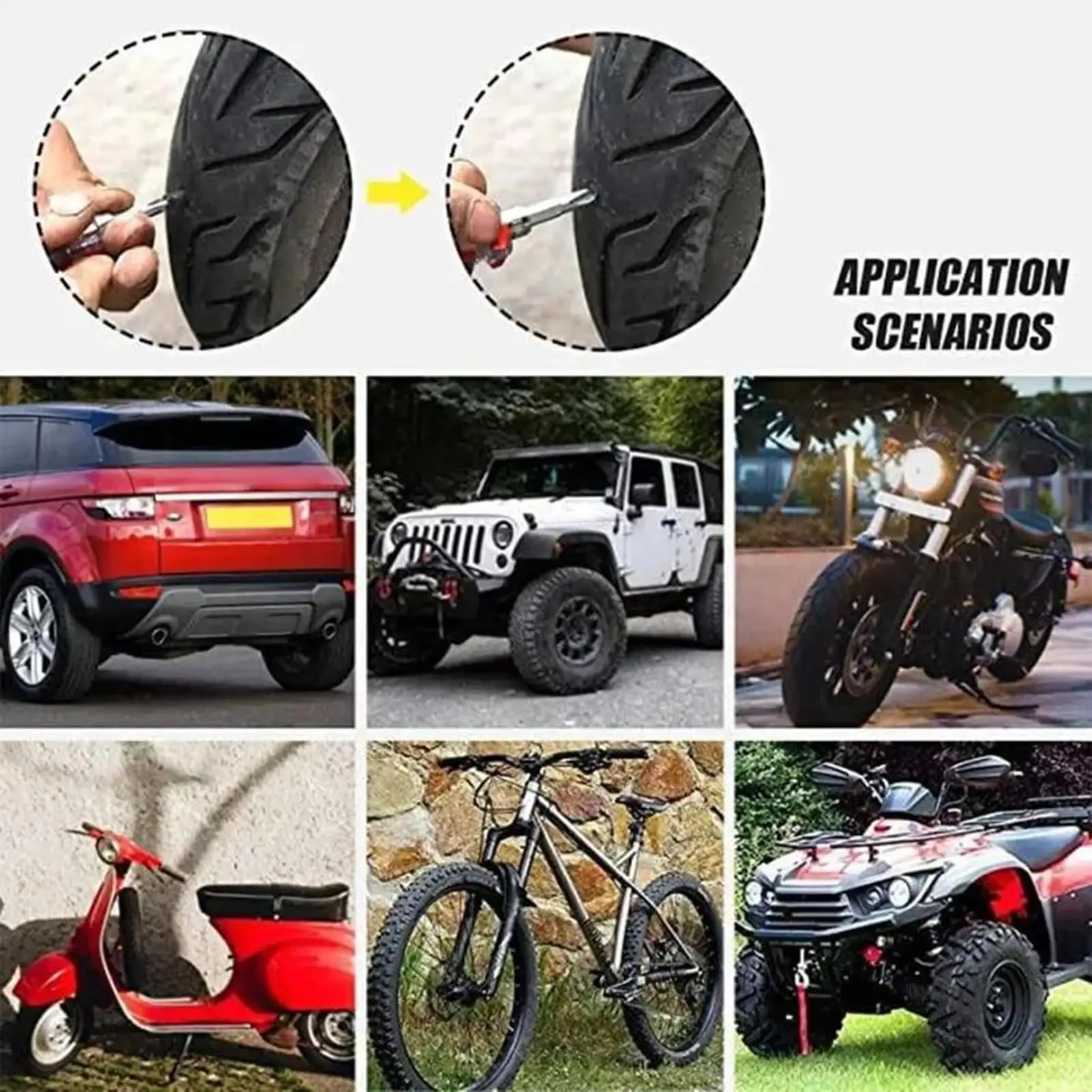 Tire Repair Kit 40 Pieces Plugs For Bike Scooter Rubber Nails For Motorcycle Mountain Bike Automotive Scooter Bicycle SUV Sedan