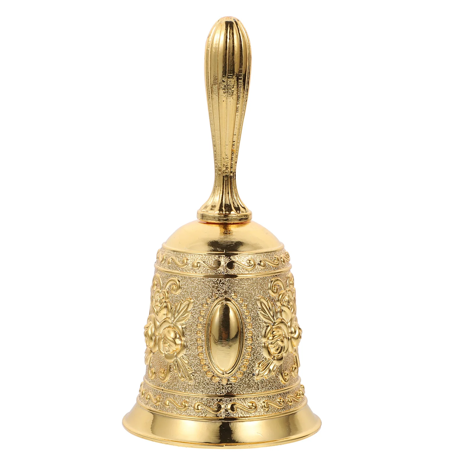 

1Pcs Retro Hand Bell Golden Vintage Zinc Alloy Table Bell for Hotel School Reception Service Counter Dining Reminder