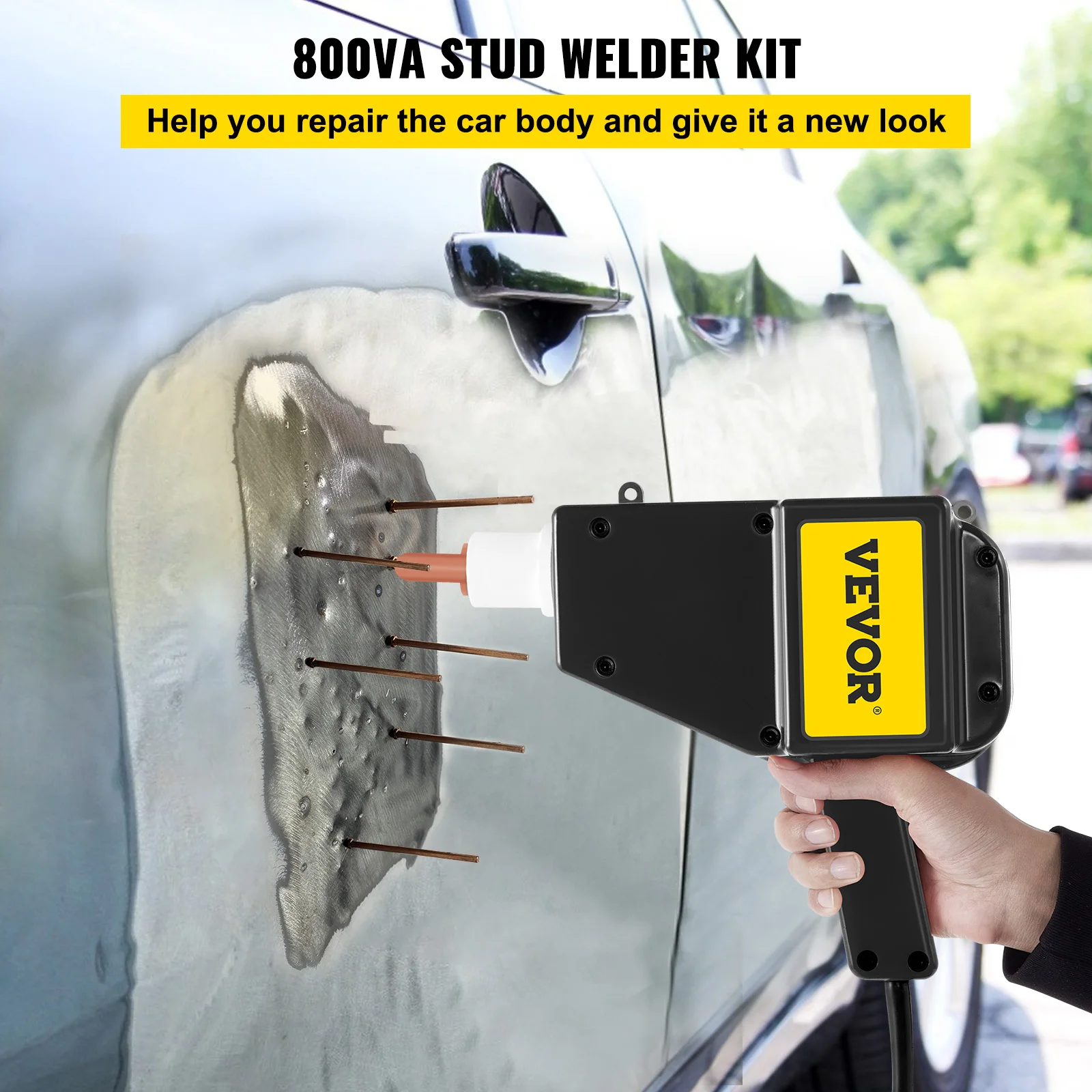 VEVOR Spot Welder Auto Body Stud Welder Machine 110V 800VA con Slide Hammer Stud Welding Starter Kit strumenti di riparazione per Auto