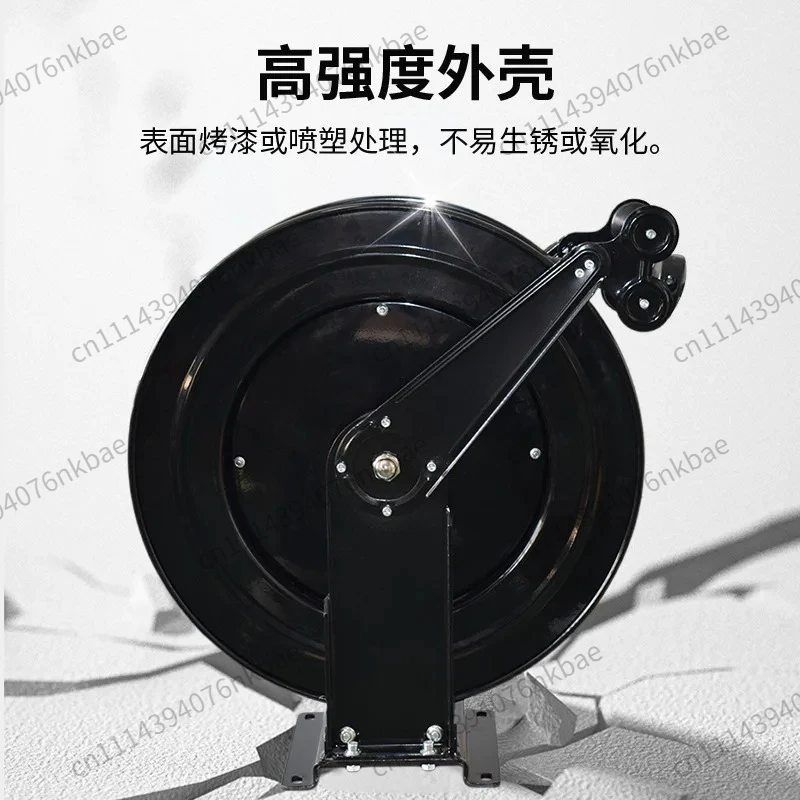 Wall Mount Dual Arm Retractable Stainless Steel Air Hose Reel, Heavy Duty Reel for Car Washing & Auto Maintenance