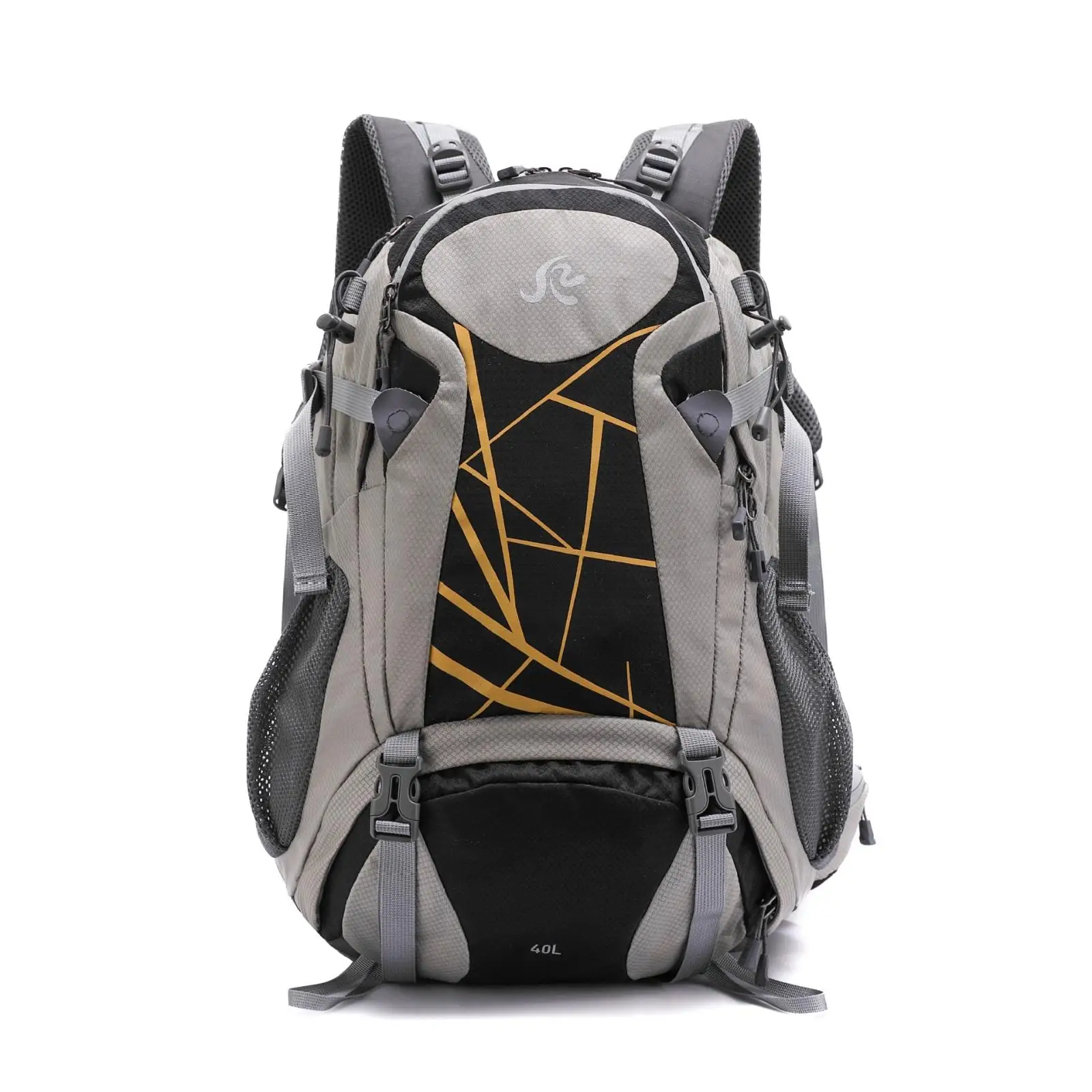 調節可能なストラップ付きアウトドアハイキングパック-40l-メンズバックパック、サバイバルホイッスル付き、自然ハイキング用