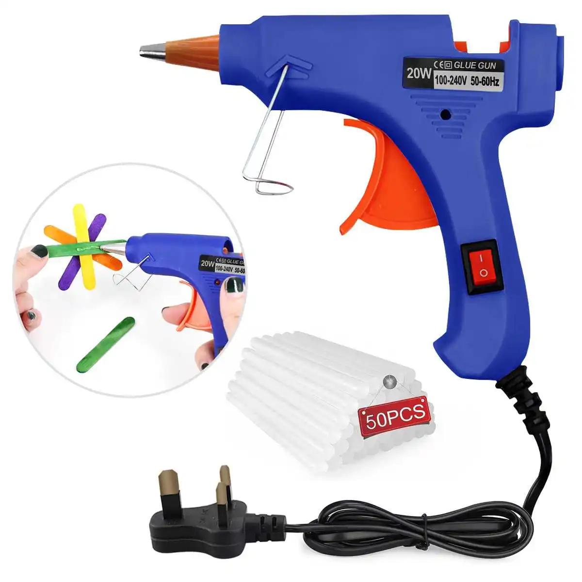 

20W Hot Melt Glue Gun Mini Home Use Industrial Silicone Gun DIY Hot Temperature Electric Repair Tool with Glue Sticks