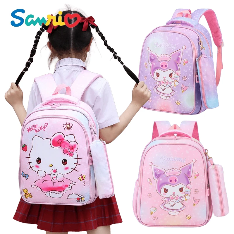 Anime Kawaii Sanrios Hellokittys Kuromi Student Schoolbag Cartoon Cute Lightweight Reduce Burden Boys Girls Backpack School Gift