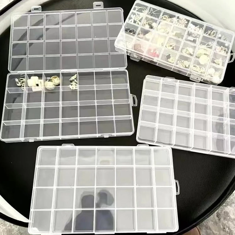 Transparent Plastic Storage Box 10x28 Grids Square Organizer for Home Makeup Jewelry Accessories Clear Organizer Box