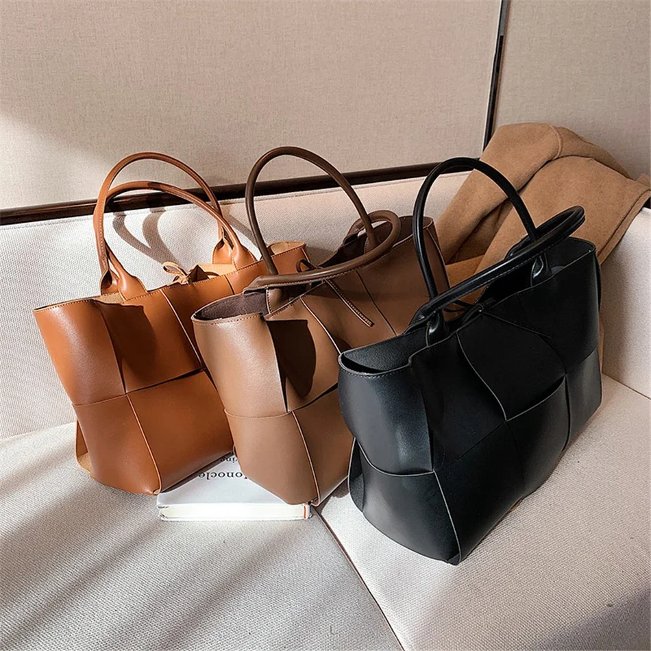 Brand Large Weave Tote Bags High Quality Leather Shoulder Bags for Women Designer Luxury Lady Top-handle Bags Luxury Sac