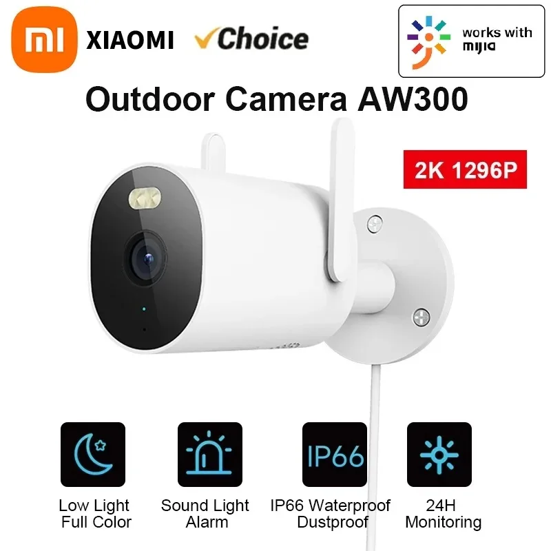 New Xiaomi Outdoor Camera AW300 Iptv 2K Full-Color Infrared Night Vision IP66 Smart Home Sound And Light Warning Two-Way Voice