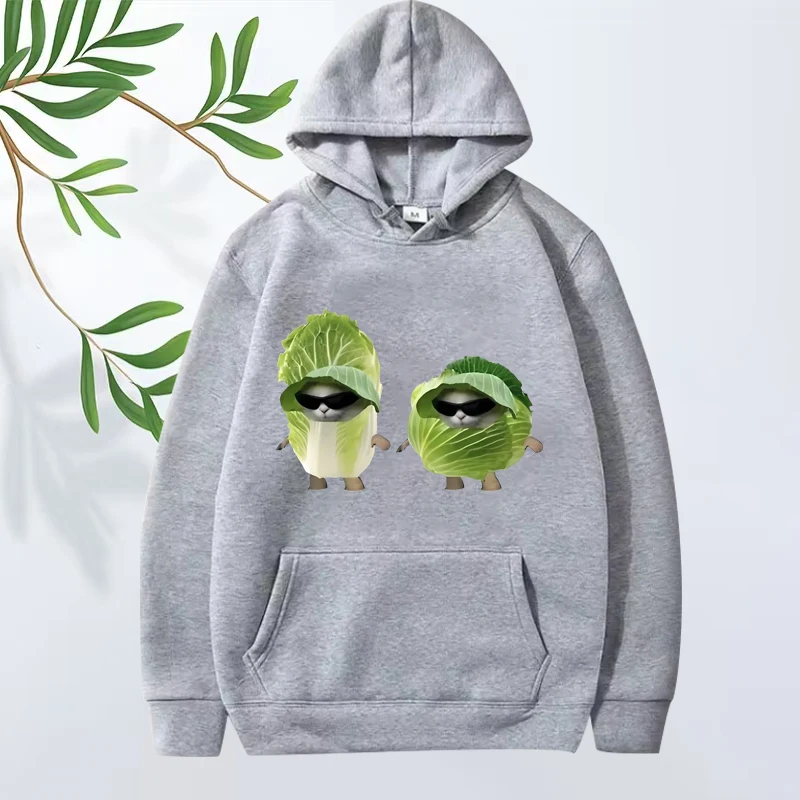 Cool lettuce cats Essential Graphic hoodie 2025 men ’s women funny fashion Long sleeve streetwear print  oversized hoodie unisex