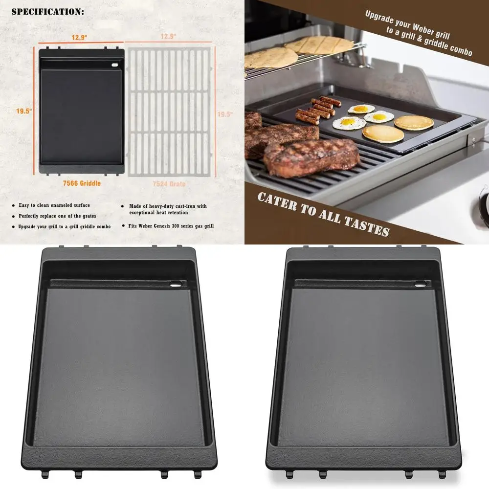 

Weber Genesis 300 Series Enameled Cast Iron Griddle Insert, Replacement for E/S/EP/CEP-310/320/330 Gas Grills