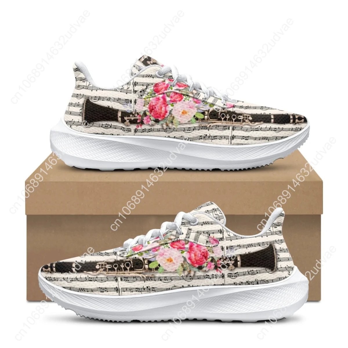 Clarinet Music Flower Luxury Designer Lace-Up Sneakers Teen Girls Comfortable Lightweight Flats Shock Absorbing Walking Shoes