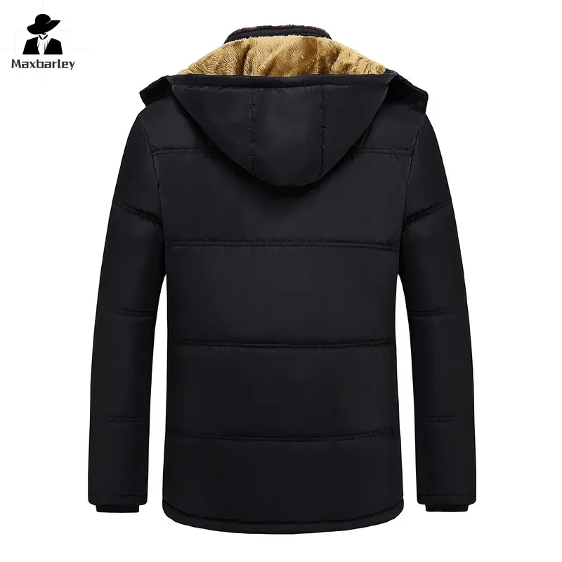 Parka com capuz impermeável masculina, casaco quente, sobretudo de pele grossa, jaqueta casual, outwear, inverno, 2022