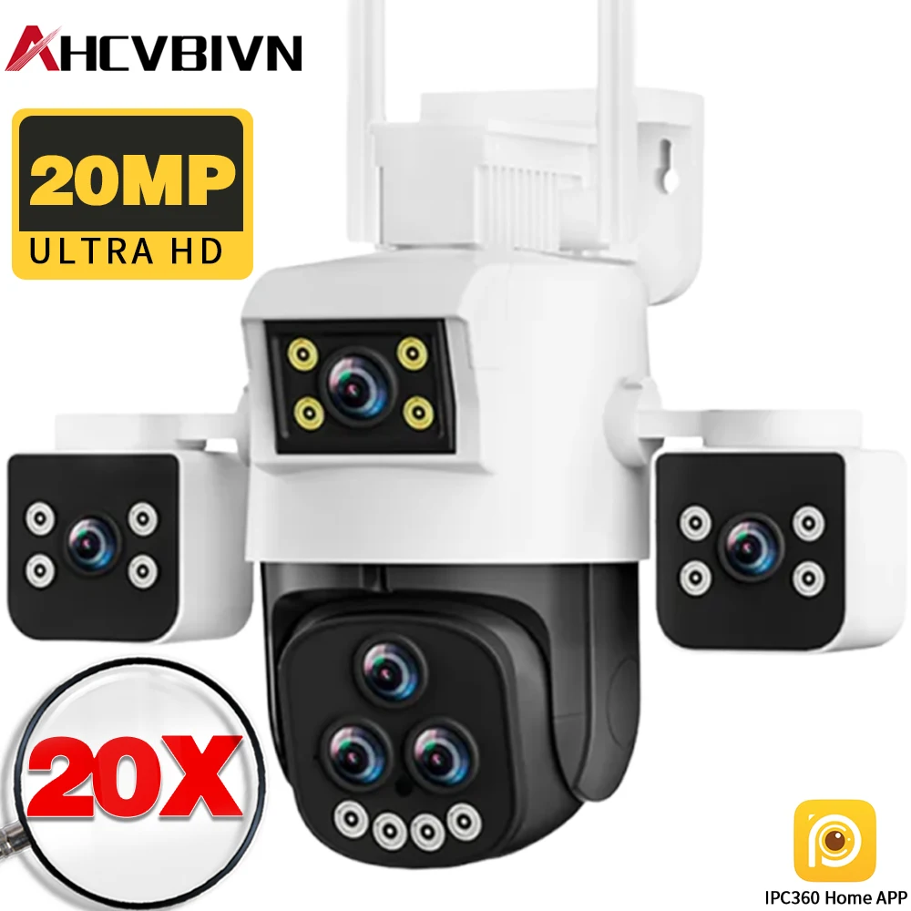 

20X Zoom 20MP WiFi Camera Outdoor Waterproof Five-lens Three-screen with Night Vision Two-way Audio CCTV Surveillance Camera