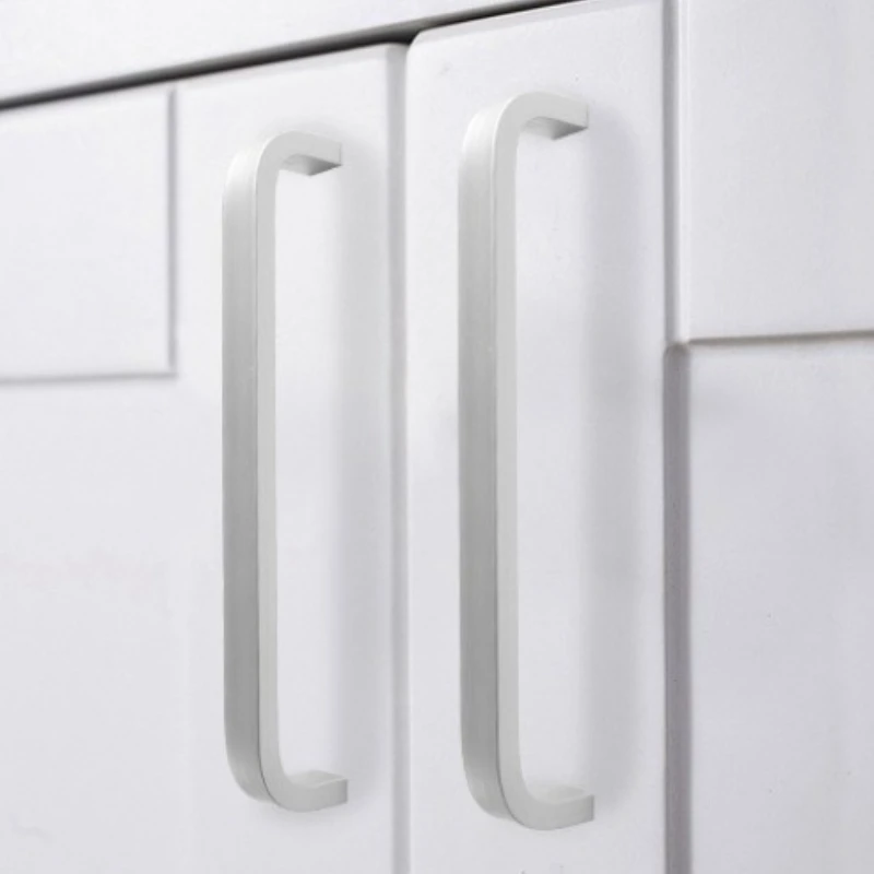 Puxadores de espaço de alumínio de vários tamanhos duráveis-64/96/128/160/192mm puxadores retos da porta do armário de cozinha ferragens da mobília
