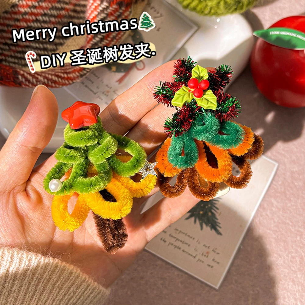 

2026 New Trend Alloy Resin Christmas Tree Duckbill Clip Student Party Trendy Side Clip Women's Kawaii Hair Accessories Gifts